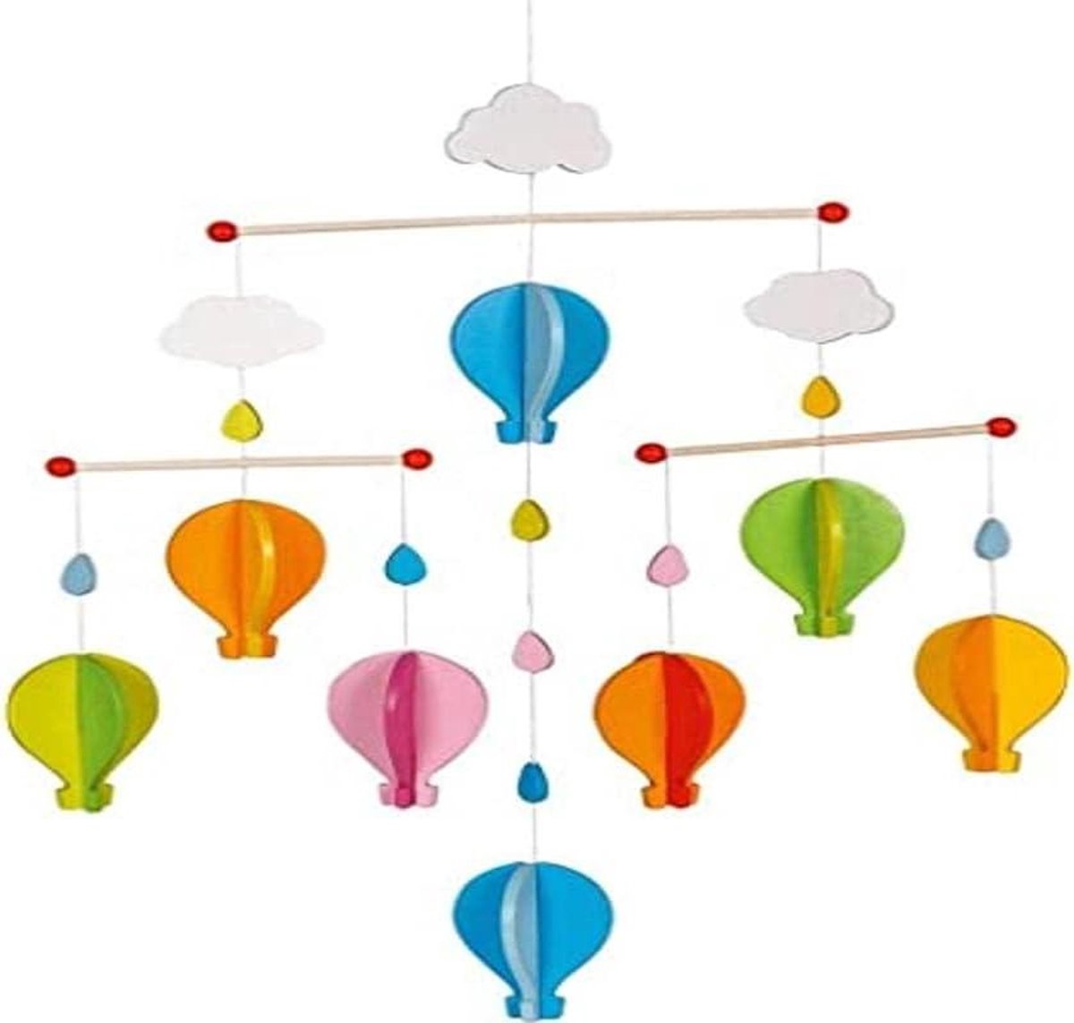 Houten Mobiel - Decoratie Kinderkamer - Babykamer Aankleden - Visuele Stimulatie - 35 x 53 cm - Multicolor