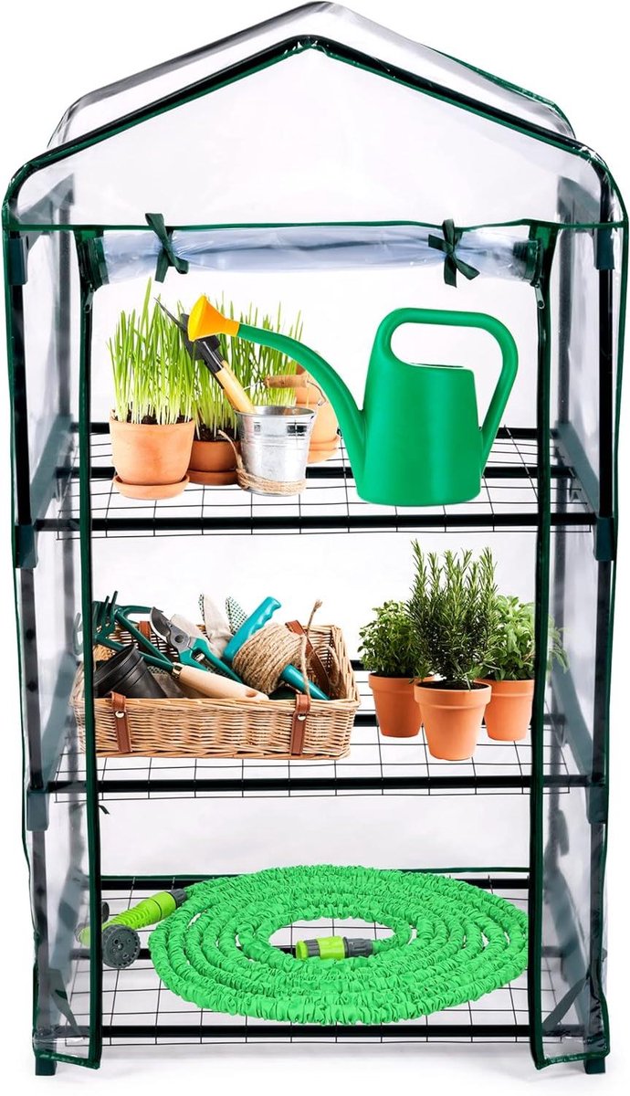 Tuinkas - Kweekkas Broeikas - Planten Beschermen - Drie Etages - 69 x 49 x 136 cm - Transparant