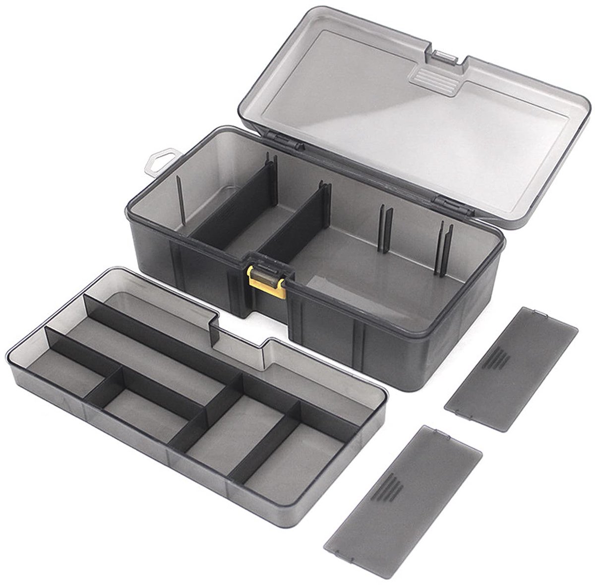 opbergdoos voor visaas met verplaatsbare lade,Dubbellaagse opbergdoos voor visaccessoires, multifunctionele organisator van accessoires voor visgerei voor zoetwater, zout water