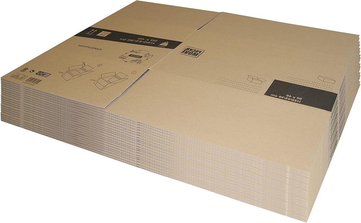 Verhuisdozen XXL - Grote Kartonnen - Spullen Inpakken - Dubbele Wissel BC - 240L 80x60x50cm - Zwart