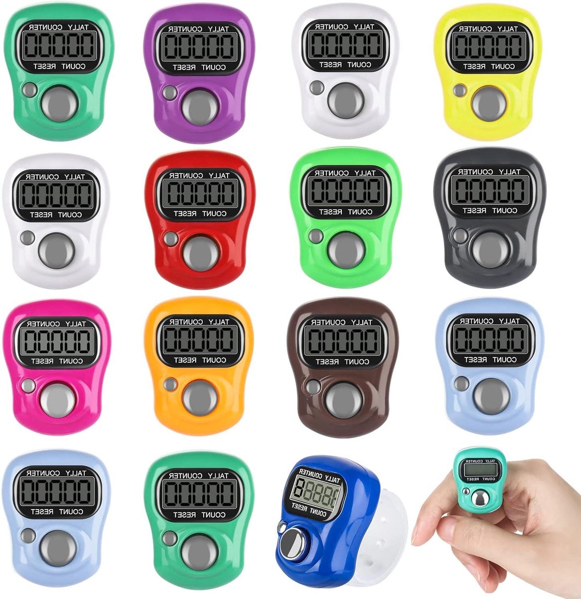 Digitale Vingertellers - Trackers - Sport Evenementen - Eenvoudige Resetknop - 15 Stuks - Willekeurige Kleuren