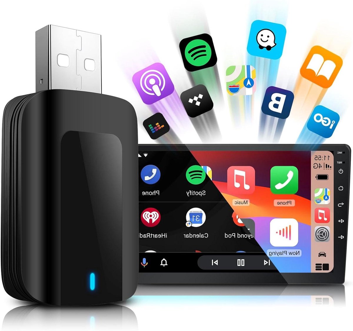 Draadloze CarPlay Adapter - Auto Connect - Navigatie Muziek - Plug and Play - 2 cm - Zwart