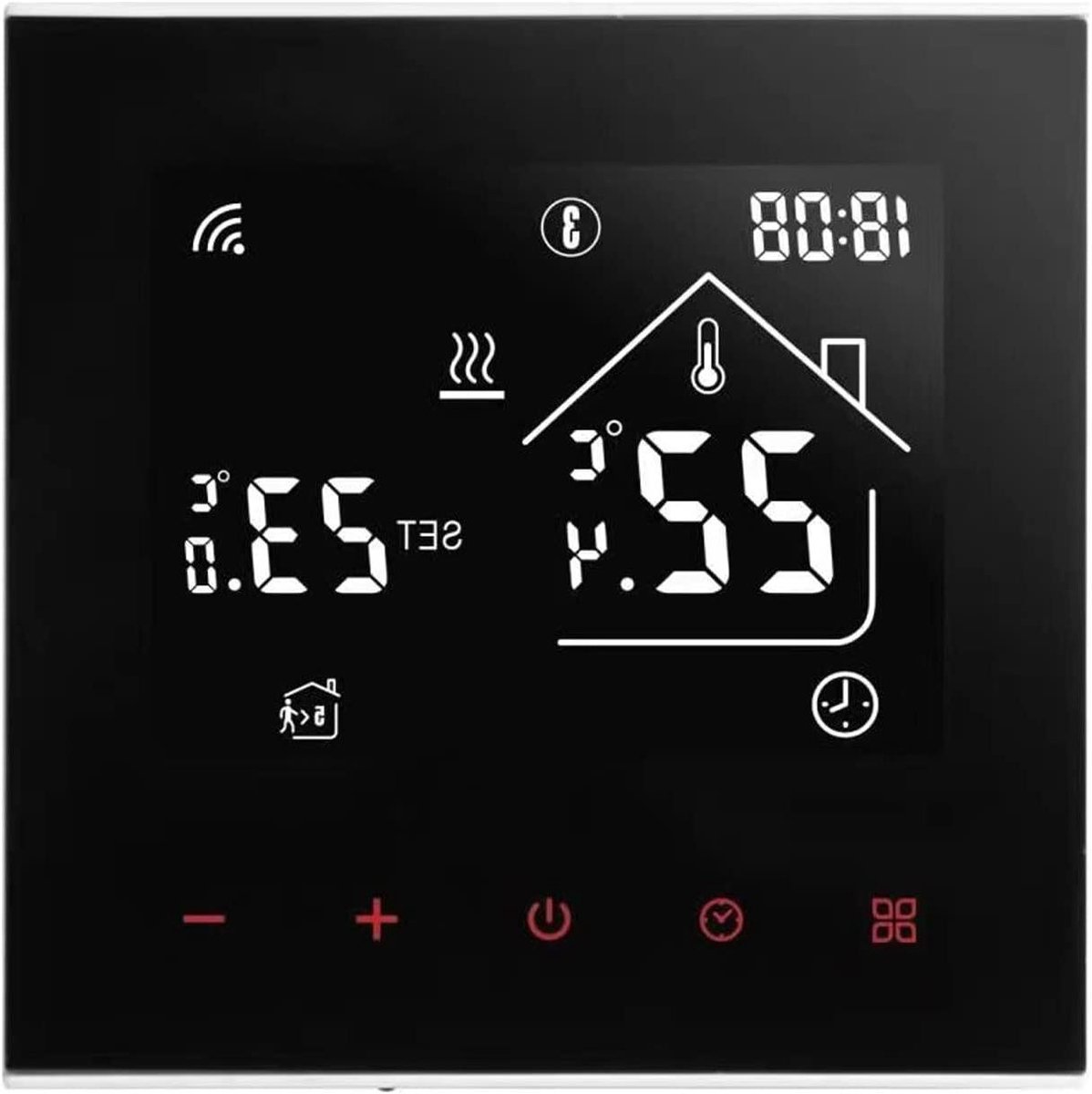 Slimme Thermostaat - Verwarming Regelunit - Comfort Thuis - App Bediening - 86 x 86 mm - Zwart