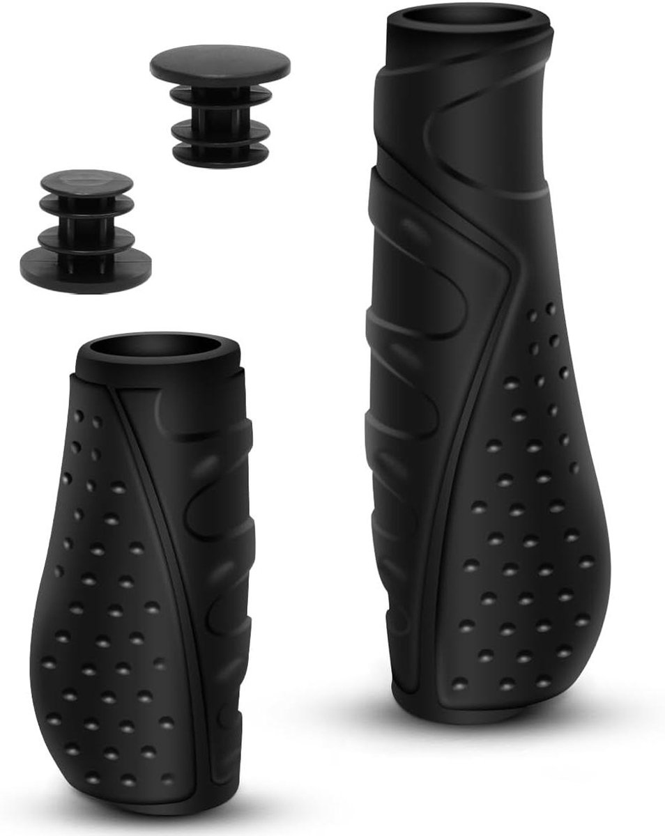 Fietsstuurgrepen - Ergonomische handvatten - Comfortabel fietsen - Antislip textuur - 22 mm - Zwart
