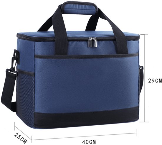 Geïsoleerde lunchtas - Geïsoleerde Koeltas - Handvat Riem - Picknicktas - Opvouwbare thermotas van Oxford stof - Lekvrij en Waterdicht - Voor Kantoor Camping Picknick Reizen - 40 x 25 x 29 CM - Marineblauw van PZCC — afbeelding 2