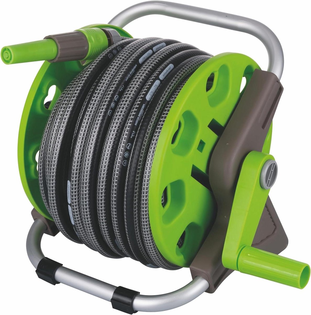 Tuinslang Set - Slang met haspel - Tuinonderhoud Gemak - Anti-verdraaibare slang - 20 meter - Groen Grijs