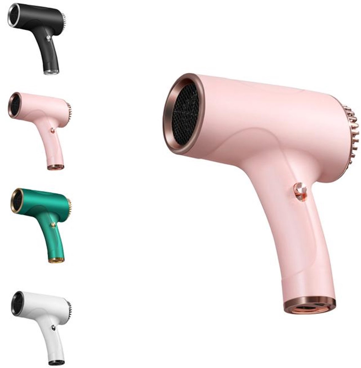 KZQ Draadloze Reisföhn - 2 Snelheden - Compact en Lichtgewicht - Stil Ontwerp - Geschikt voor Thuis/Op Reis/Op de Camping - Roze