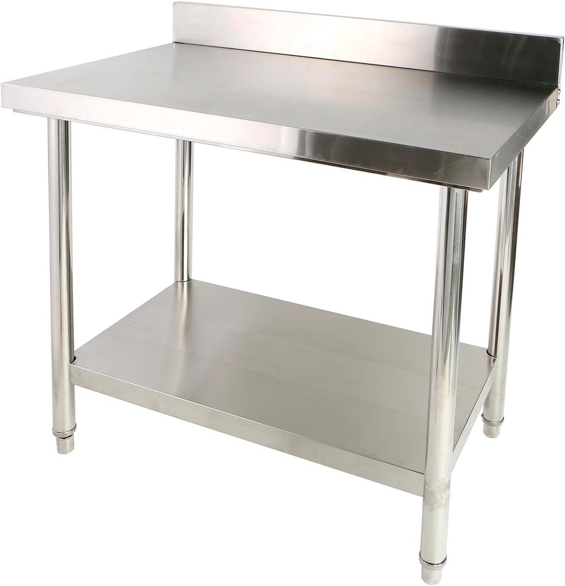 Keukenwerktafel RVS - Horeca tafel - Voedselbereiding - Met opstaande rand - 120 x 60 cm - Zilver
