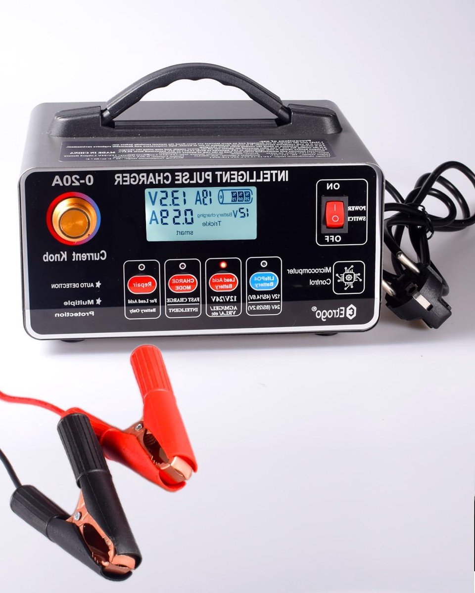 Auto Acculader - Accu Lader - Voertuig Onderhoud - 12V 24V Schakelbaar - 20A - Zwart