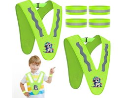 Veiligheidsvest Kinderen - Reflectorvest Set - Verkeersveiligheid Buiten - 360 Graden Zichtbaarheid - 2 Stuks - Geel