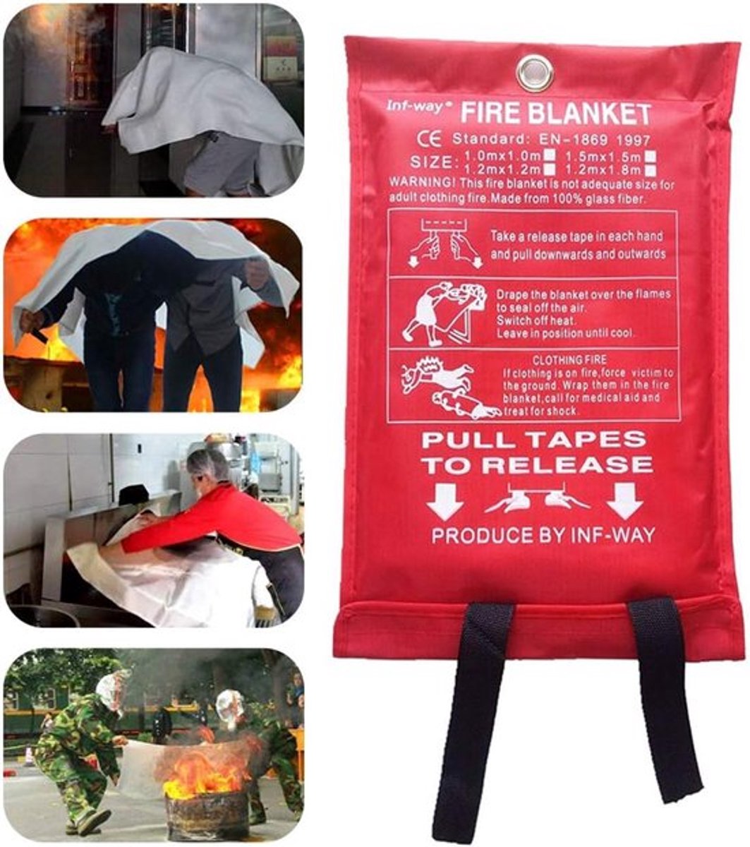 Glasvezel-branddeken - Brandveiligheidsdeken - Nooddeken voor Buitenbarbecue - Keuken - Ha