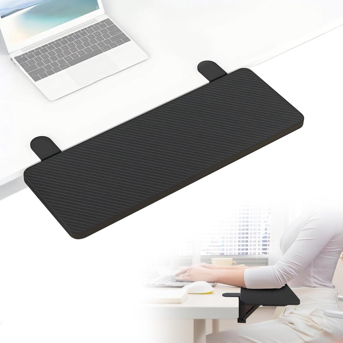 Bureau Verlengstuk - Bureau Armsteun - Comfortabel Werken - 90° Opvouwbaar Ontwerp - 55x24 cm - Zwart