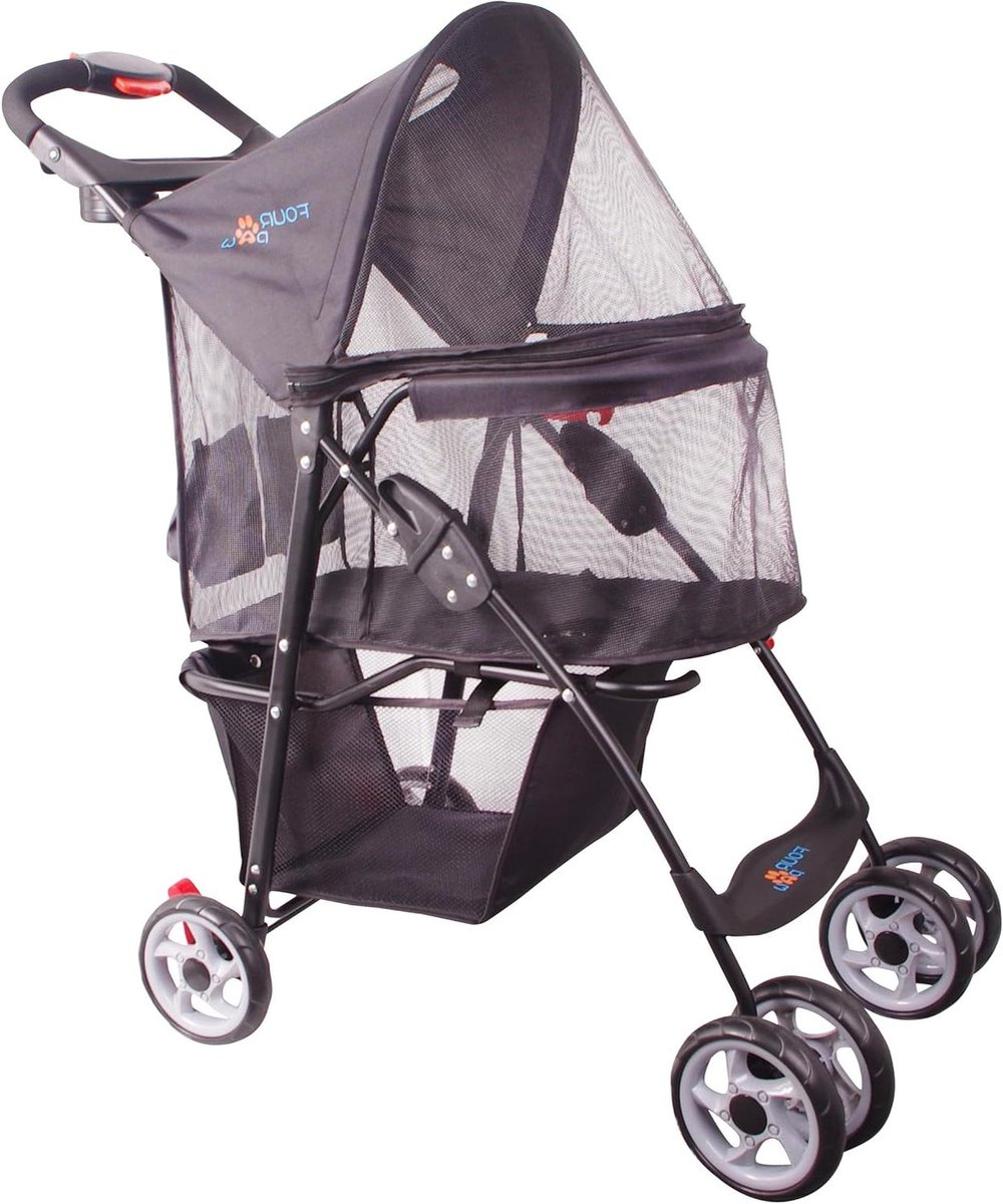 Kinderwagen Huisdier - Reisbuggy Hond - Comfortabel Reizen - Volledig Raam Design - 81 x 46 x 97 cm - Zwart