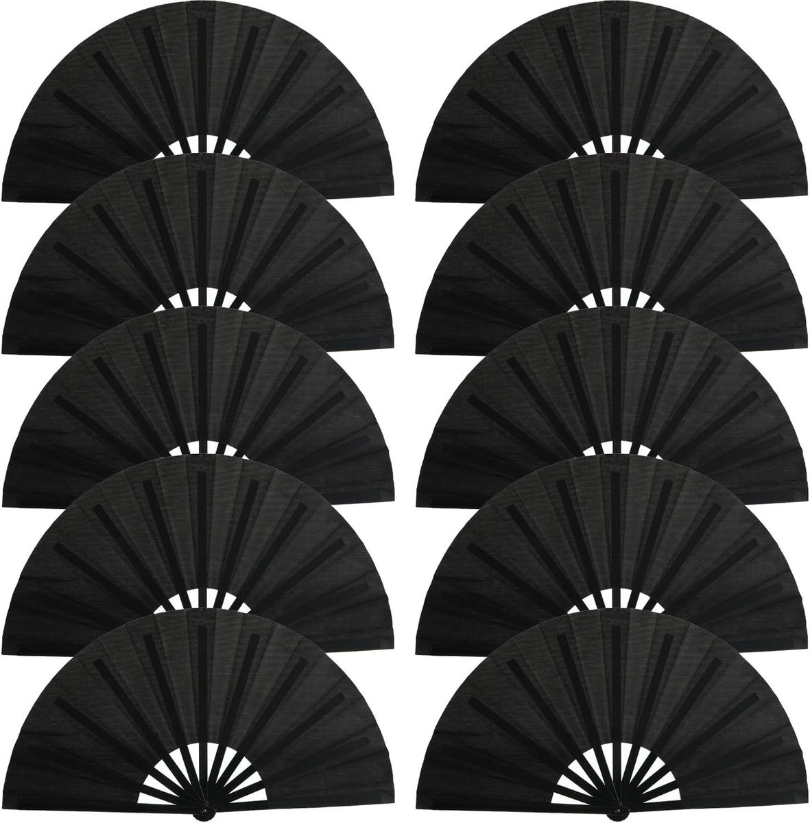 Opvouwbare Handwaaiers - Danswaaiers Vouwwaaiers - Dans en Performance - Lichtgewicht Duurzaam Stof - 33 cm - Zwart