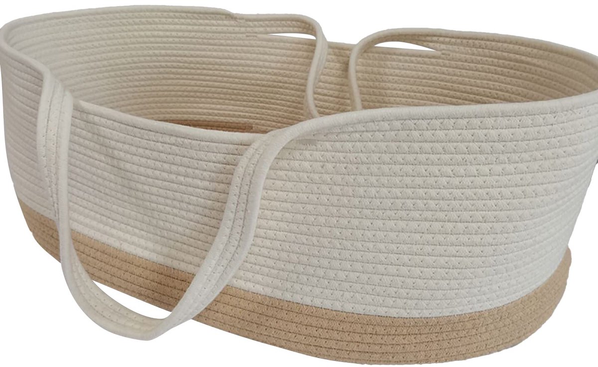 Mand, draagbaar, babybed, handheld mosesmand, katoenen mand, voor baby's, loopbed, om te verschonen, voor baby's, voor reizen