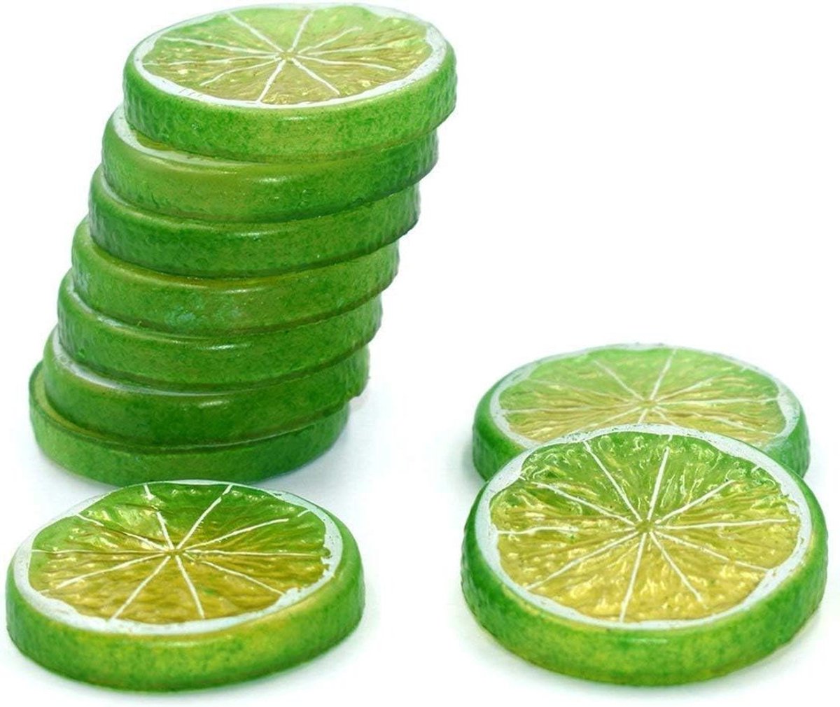 Kunstfruit Slices - Decoratie Fruit - Keuken Decoratie - Gestempeld Fruitmotief - 5 cm diameter - Lime
