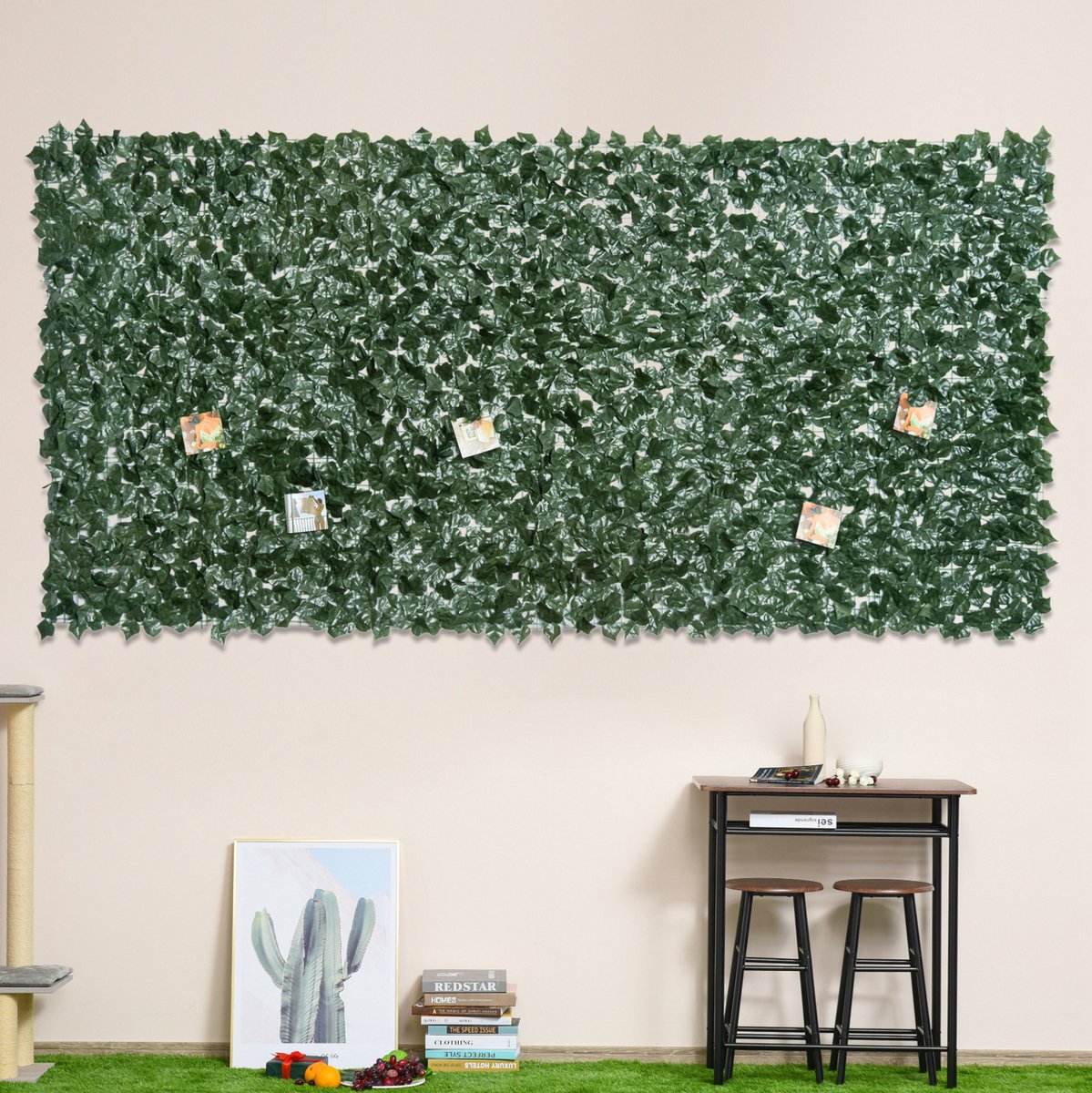 MEUNIQ kunsthaag zichtschutzhaag 300 x 150 cm voor balkon, tuin, terras en wanddecoratie, dichte donkergroene kunstbladeren voor meer privacy, onderhoudsvriendelijk