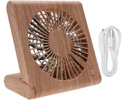 Draagbare bureauventilator, oplaadbaar via USB – Bruin