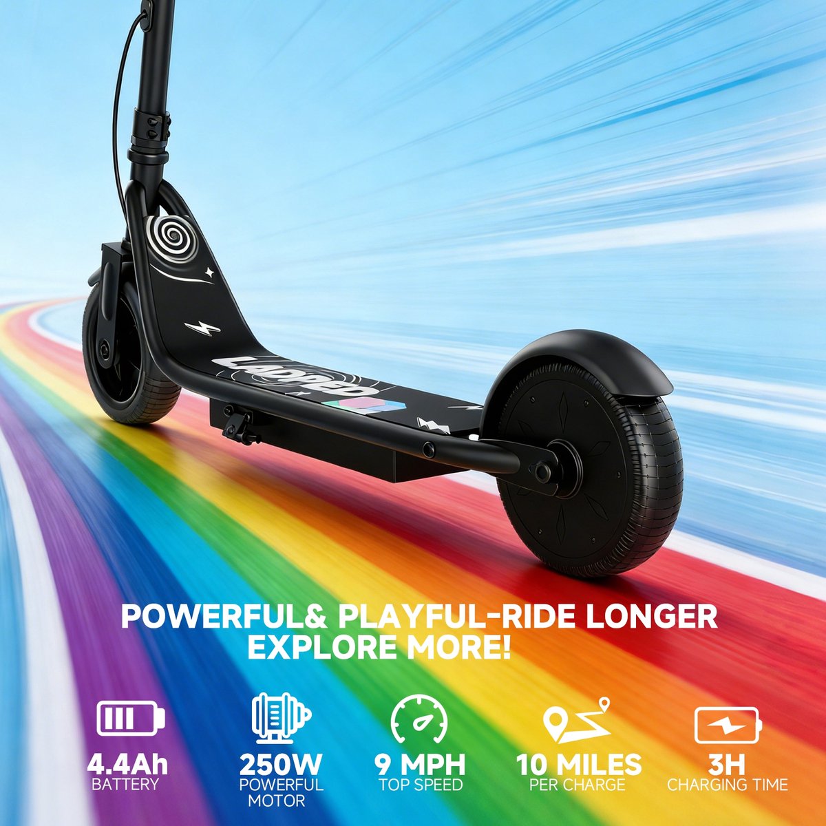 LADPED LP65 Elektrische Kinderstep – 250W Motor, Tot 14 km/u, 16 km Actieradius, 3 Snelheidsstanden, 6,5 Inch Massieve Banden, Veilig en Opvouwbaar-Zwart — cadeau in Elektronica - foto 3