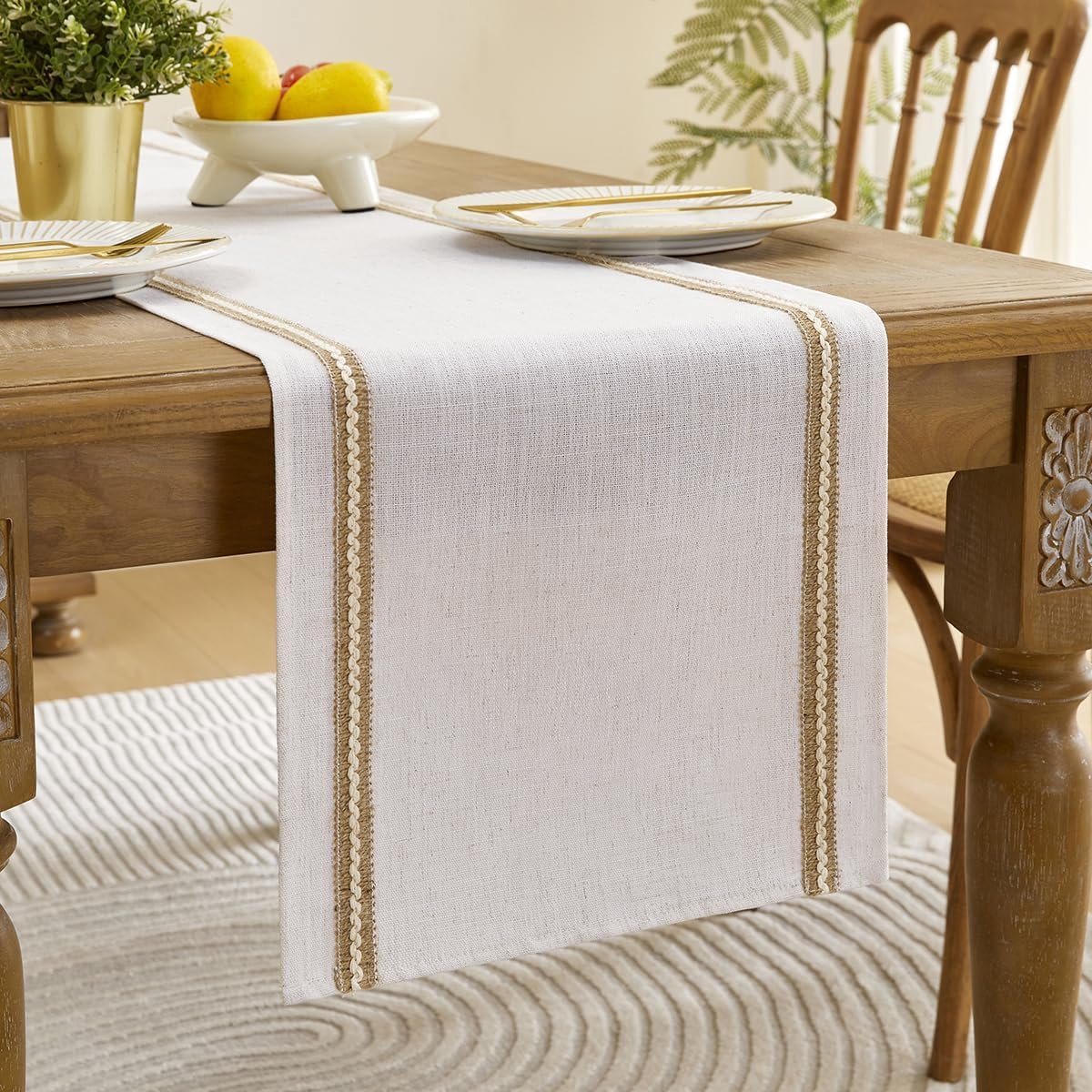 Boerderij Jute tafelloper, Macrame Rustieke tafelloper, Home Decor tafellopers 120 cm lang voor dagelijks gebruik