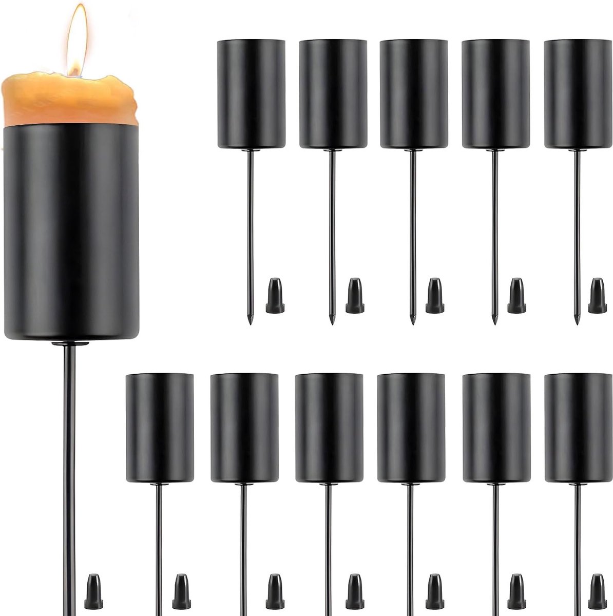 Kaarsenhouder in de vorm van een adventskrans, zwart, 12 stuks, adventskrans, kaarsenhouder, adventskrans, metalen tafelkaarsenhouder voor kerstdecoratie