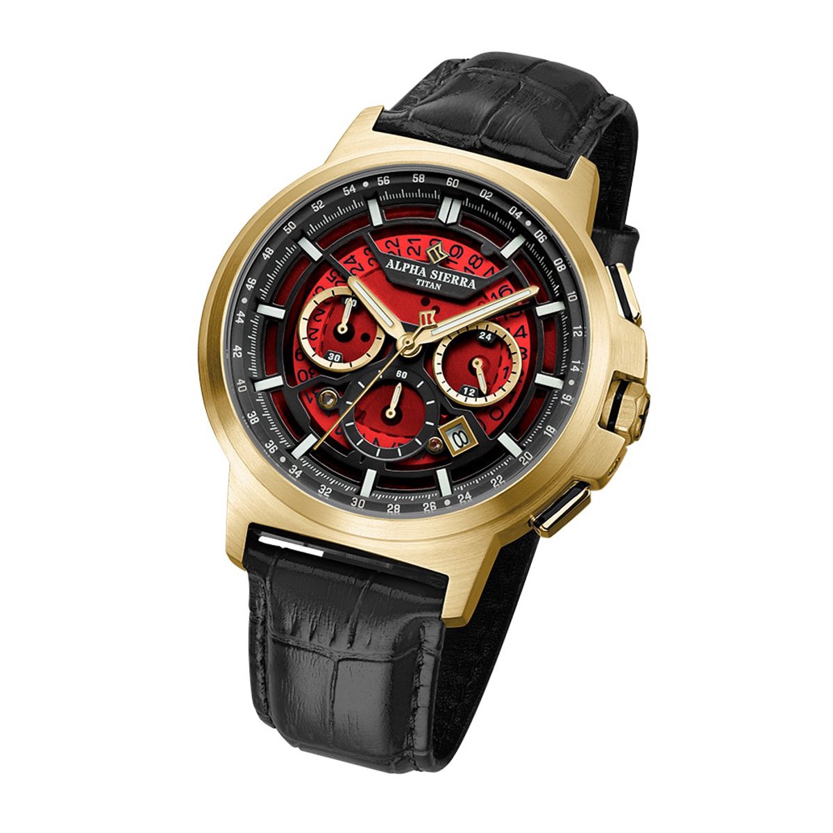 Alpha Sierra - Heren Horloge Titan - Goud