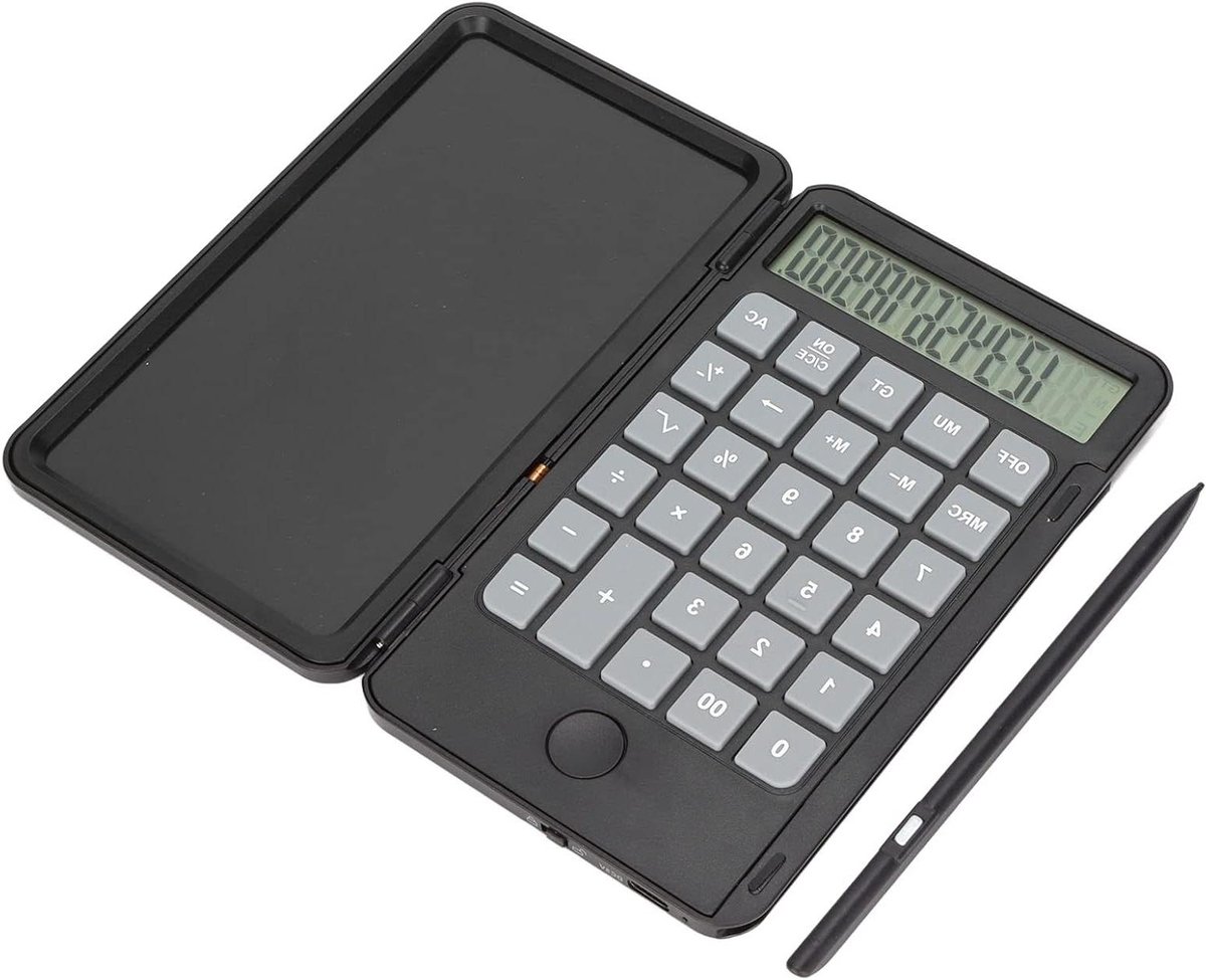 Rekenmachine met Notitieblok - Rekenmachine Tablet - Studeren en Werken - Geruisloze Knoppen - 65 inch Scherm - Zwart