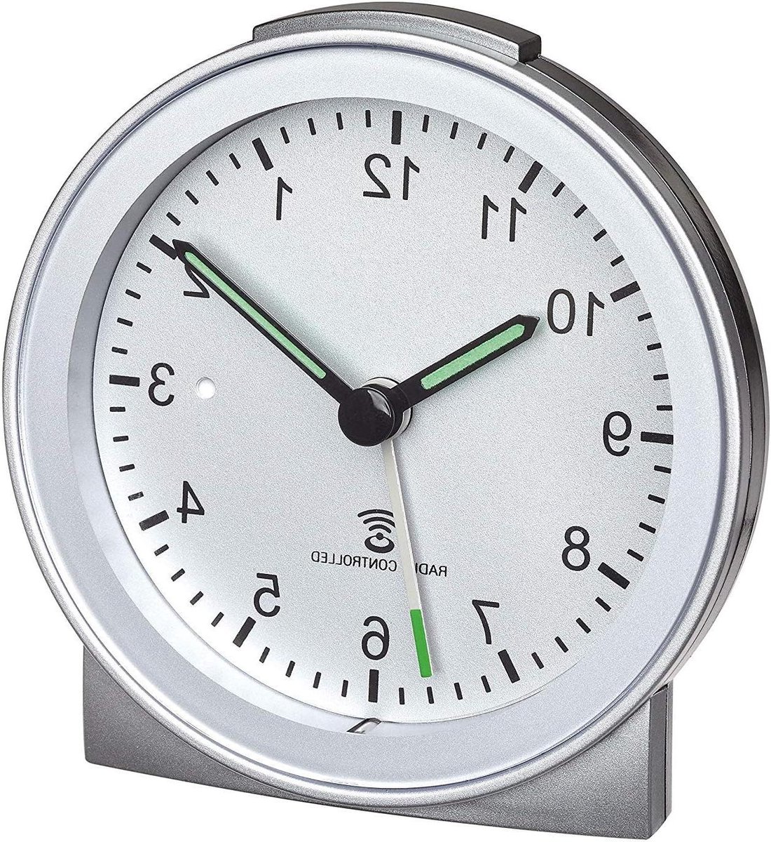Analoge Wekker - Digitale Wekker Radiogestuurd - Op Tijd Wakker Worden - Stil Sweep Uurwerk - 84 mm - Zilver