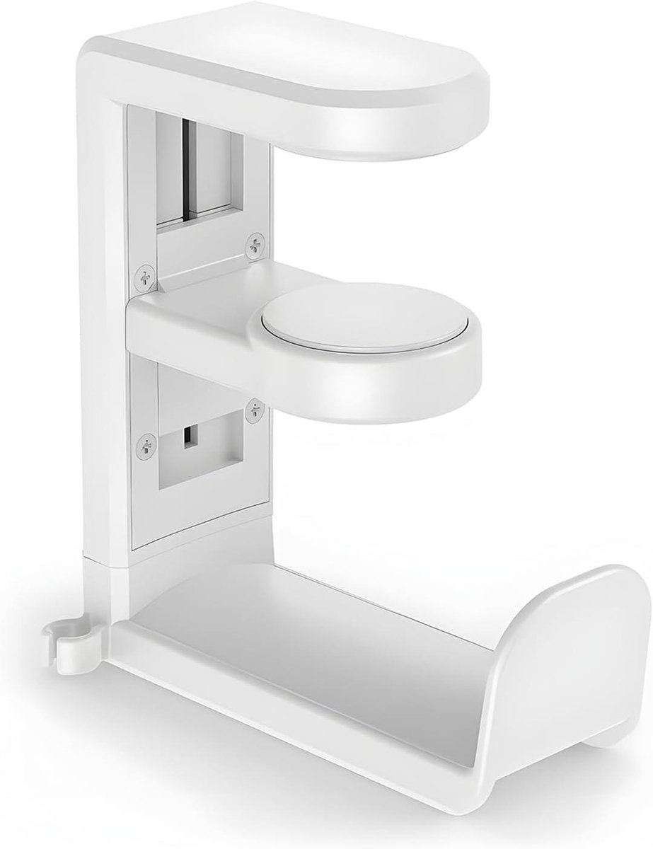Hoofdtelefoonhouder - Headset standaard - Bureau organiseren - 360 graden draaibaar - 135 x 106 x 55 cm - Wit