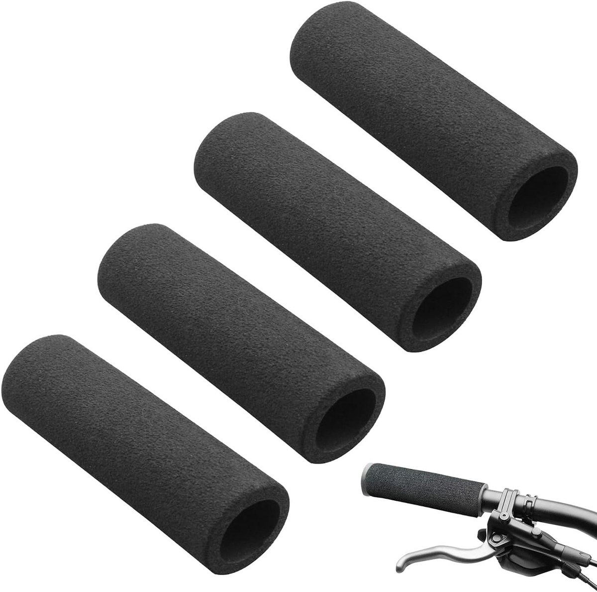 Schuimrubberen Handgrepen - Motorhandvatten Stuurbekleding - Comfortabel Rijden - Antislip en Trillingsdempend - 4 stuks - Zwart