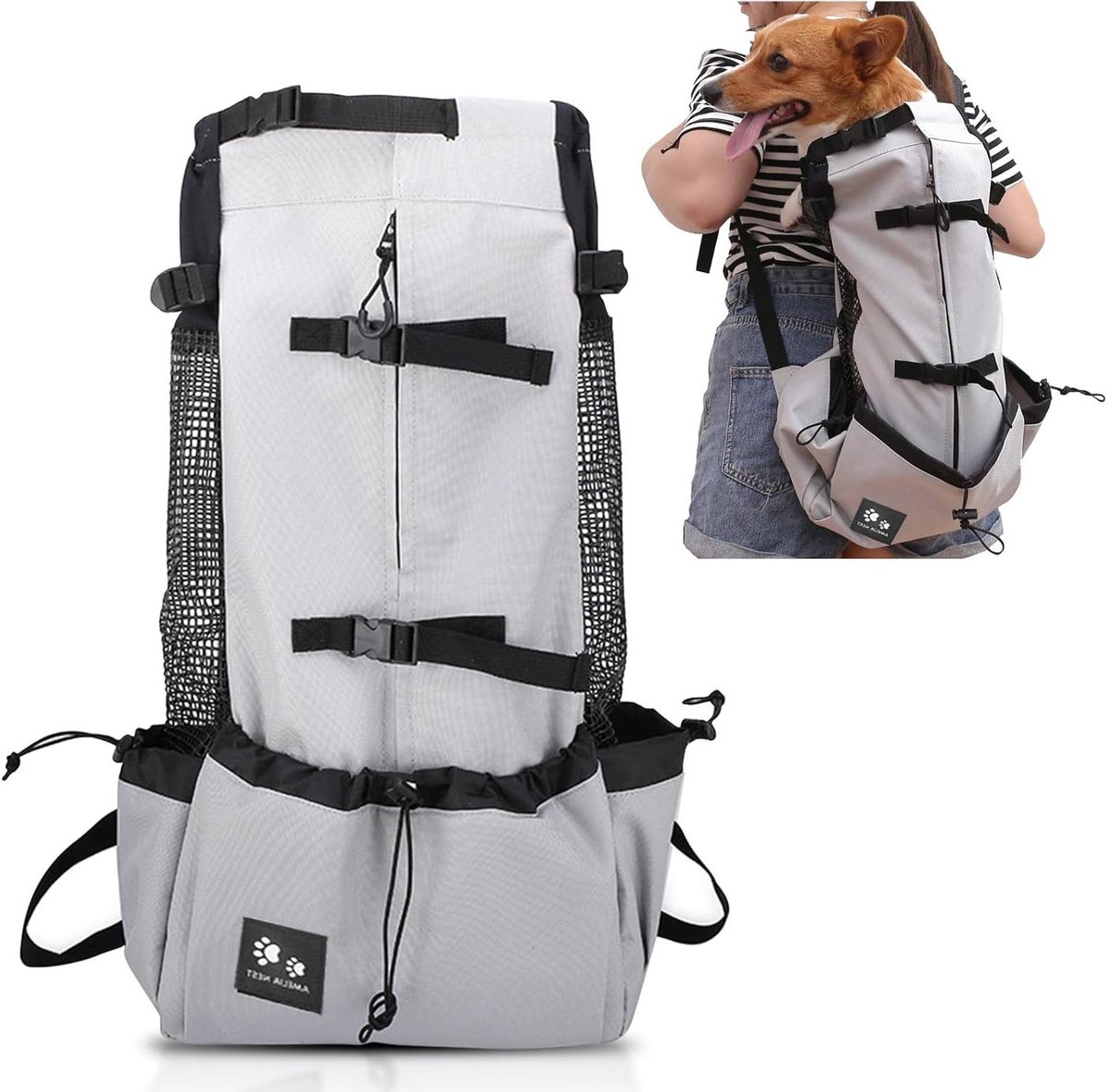 Huisdier Rugzak - Draagtas Hond Kat - Reizen met Huisdier - Ademend Mesh Ontwerp - Tot 5KG - Zwart
