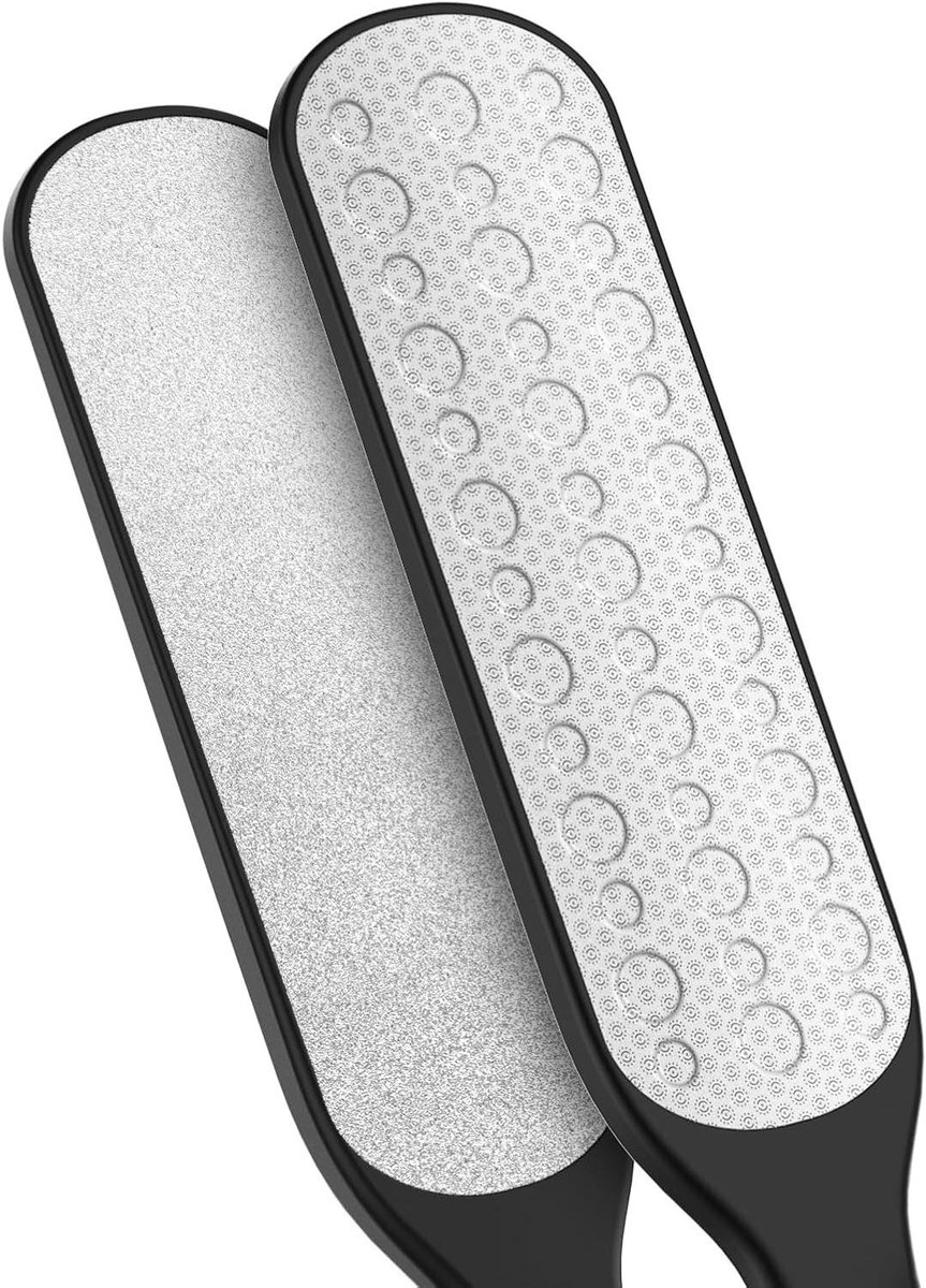 Voetvijl Dubbelzijdig - Huidrasp Voetverzorging - Verwijderen Eelt - Roestvrij Staal - 23 x 3.8 cm - Zwart