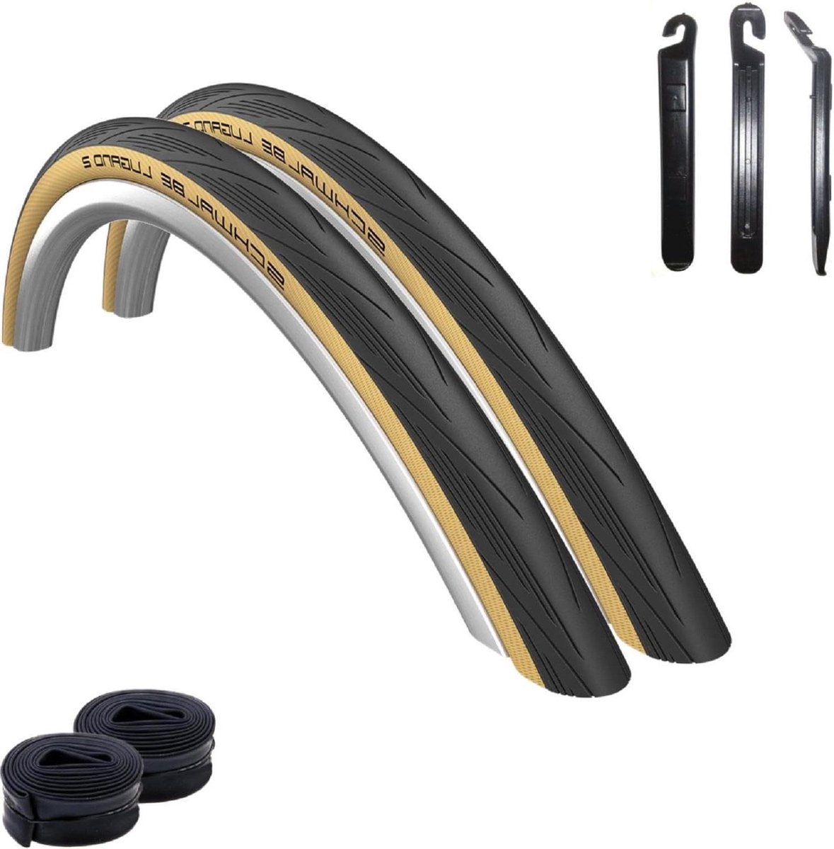 Racefiets Banden Set - Wielbanden Buitenbanden - Fietsen Onderhoud - Met Kevlar Guard - 28 inch 25-622 - Zwart Wit