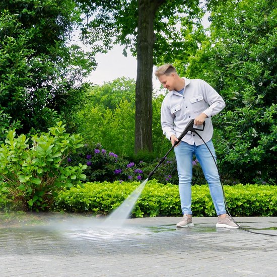 Hogedrukreiniger - Hoge druk reiniger - Terras reinigen - Aluminium pomphuis - 110 bar - Grijs — afbeelding 2
