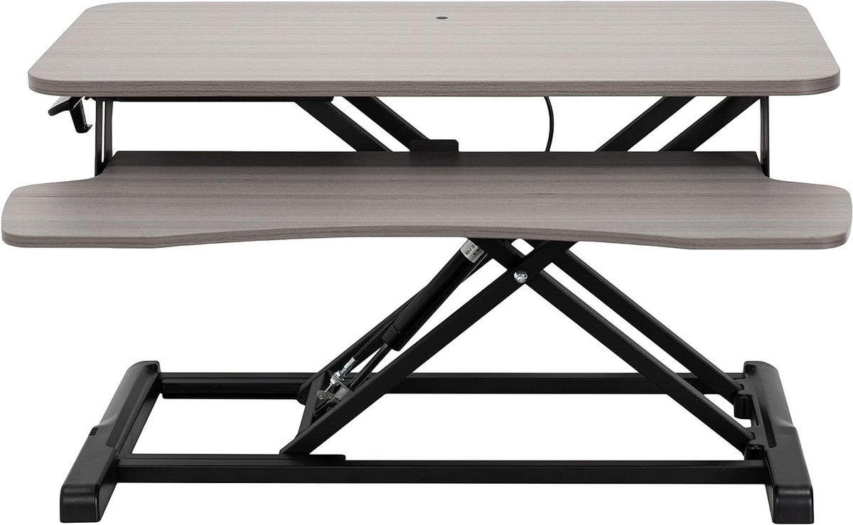 Bureau Converter - Verstelbaar bureau - Staand Werken - Dubbel Monitor Ondersteuning - 80 cm Breed - Donkergrijs