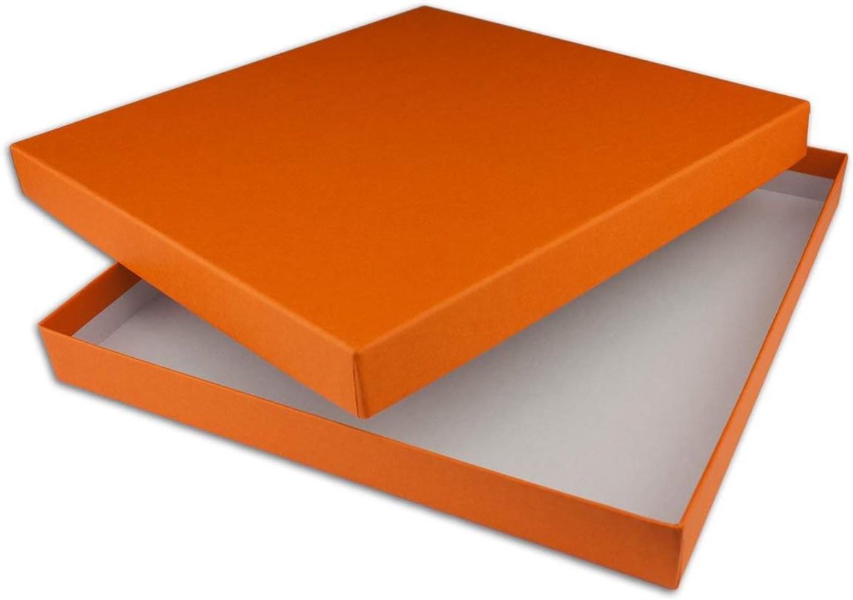 Vierkante Opbergdoos - Geschenkdoos Cadeaudoos - Decoratieve Opslag - Stevig Karton - 24 x 24 x 23 cm - Oranje