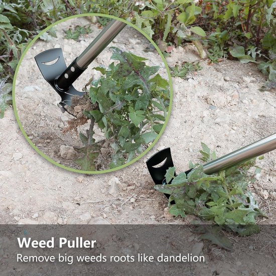 Onkruidtrekker met Lange Steel (148cm) - 2-in-1 Tuingereedschap voor Tuin en Terras van Merkloos	 — afbeelding 3