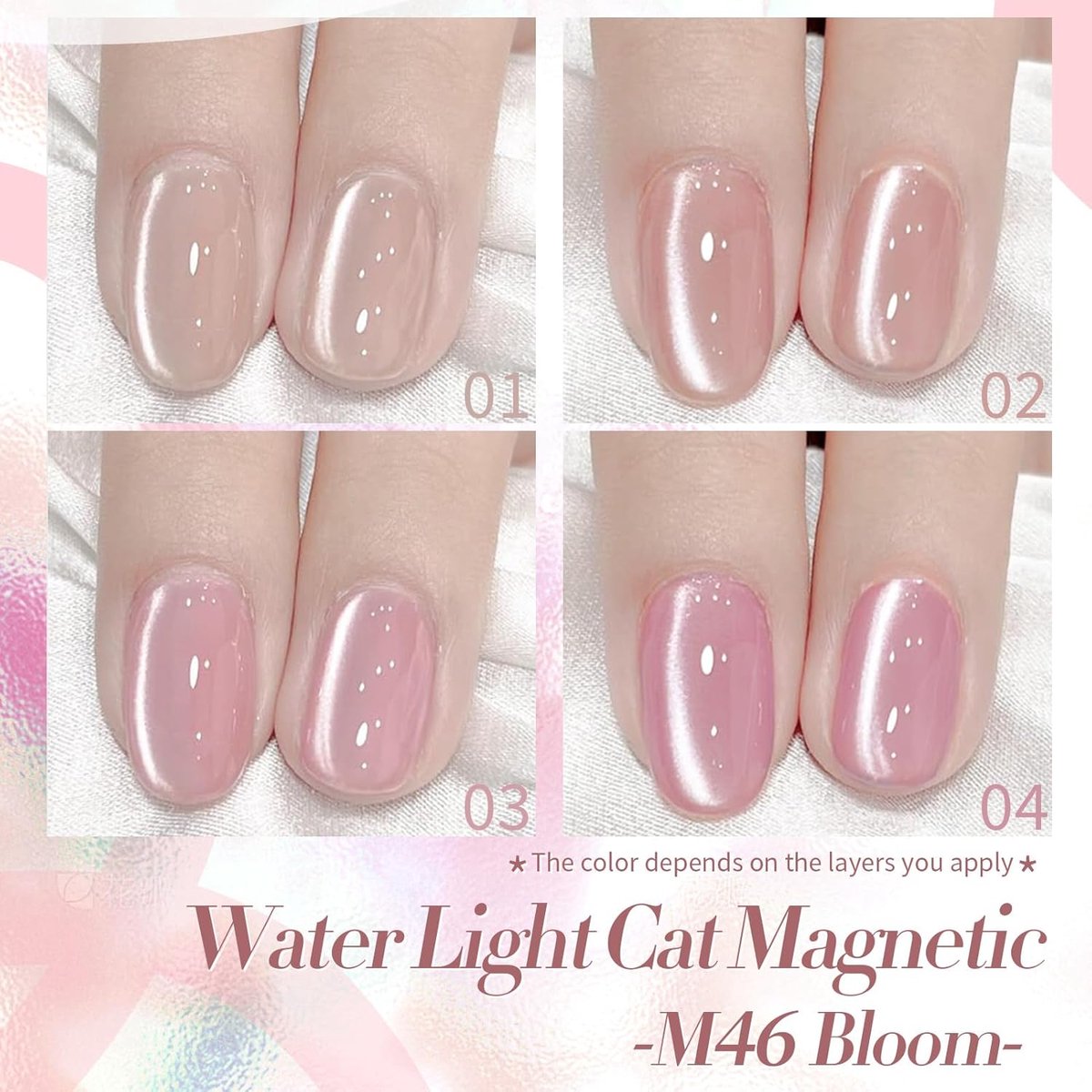 Gelnagellak Set - Nagellak Gellak - Nagels Lakken - Jelly Cat Magnetic - 4 stuks - Nude Pink — cadeau in Verzorging - foto 6