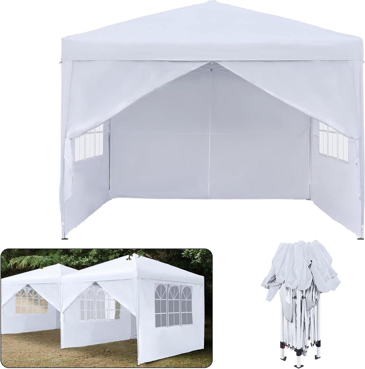 Vouwpaviljoen - Partytent Feesttent - Outdoor Evenementen - Waterdicht Uv-Bescherming - 250 x 250 cm - Wit