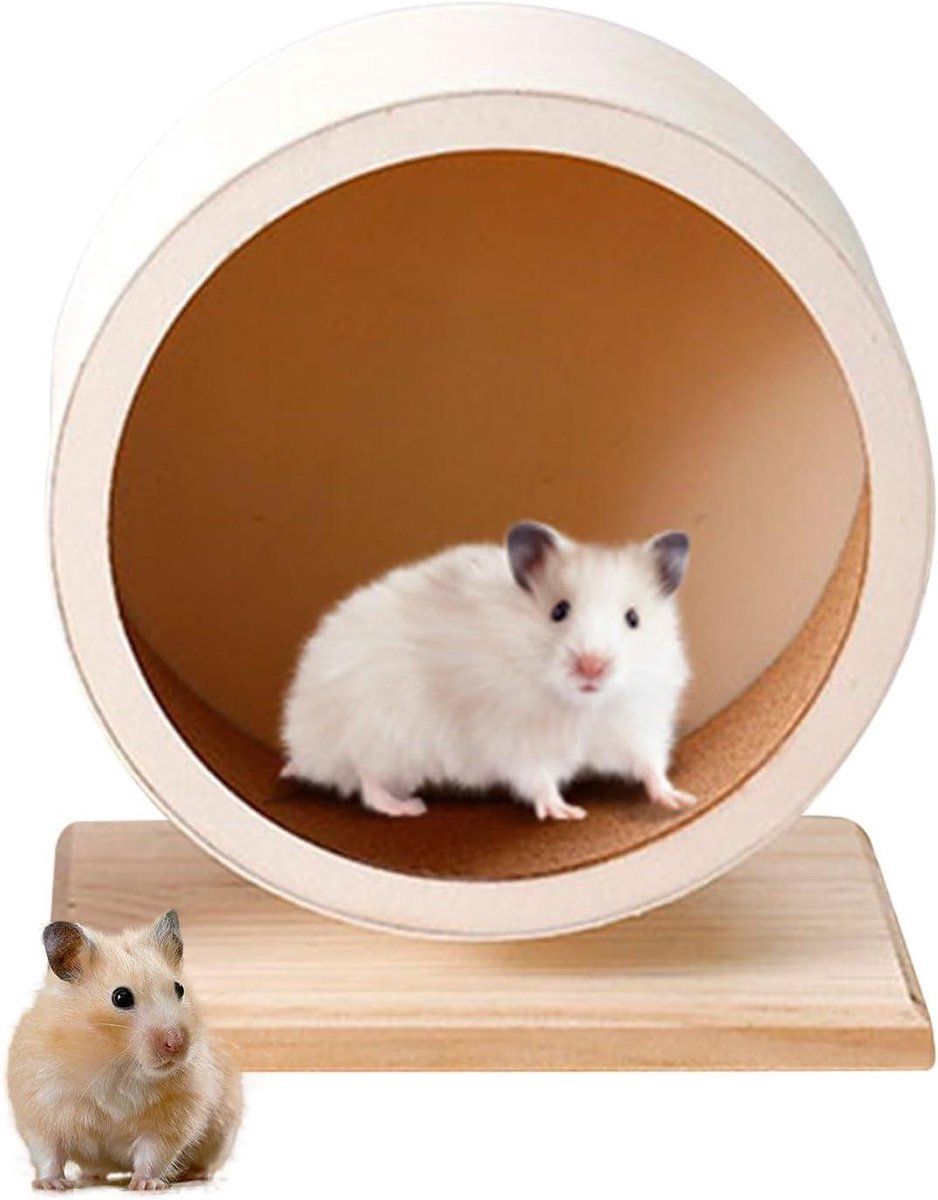 Hamsterwiel Hout - Loopfiets Knaagdier - Bewegen Knaagdier - Stille Loop - 15 cm - Houtkleur