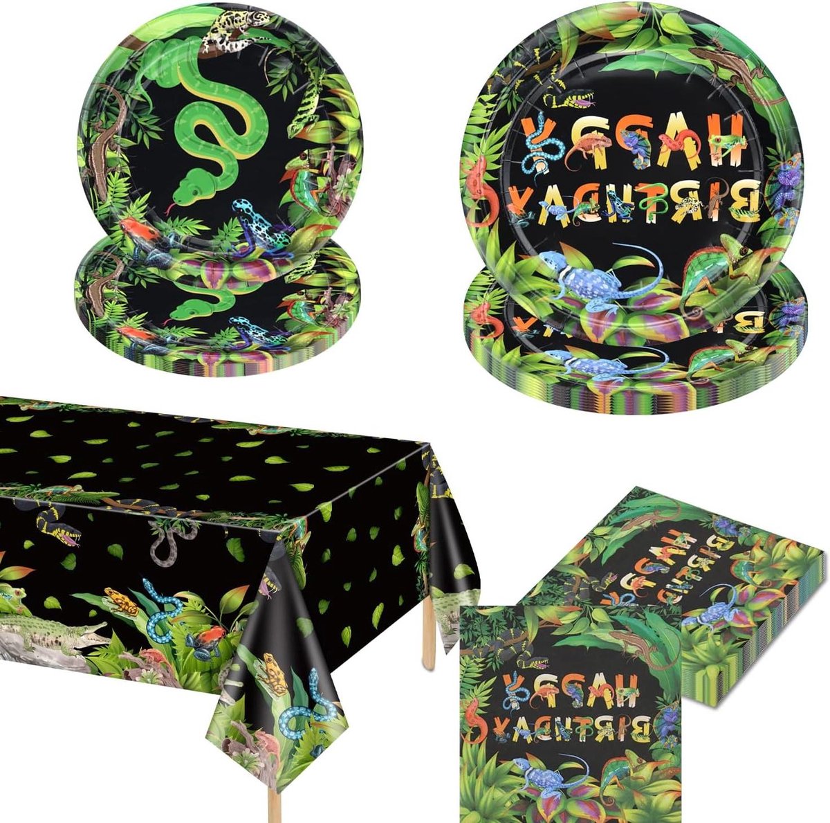Reptielen Feestdecoraties - Hagedis Feestartikelen - Verjaardag Vieren - Schattig Reptielen Design - Serveert 20 Personen - Groen