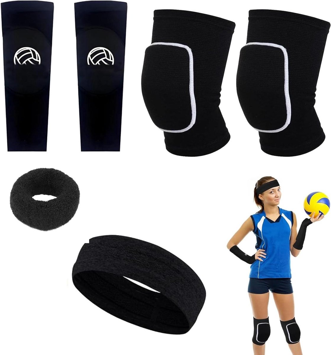 Kniebeschermers - Volleybalbeschermers - Sporten - Dikke Sponsvulling - XL - Zwart