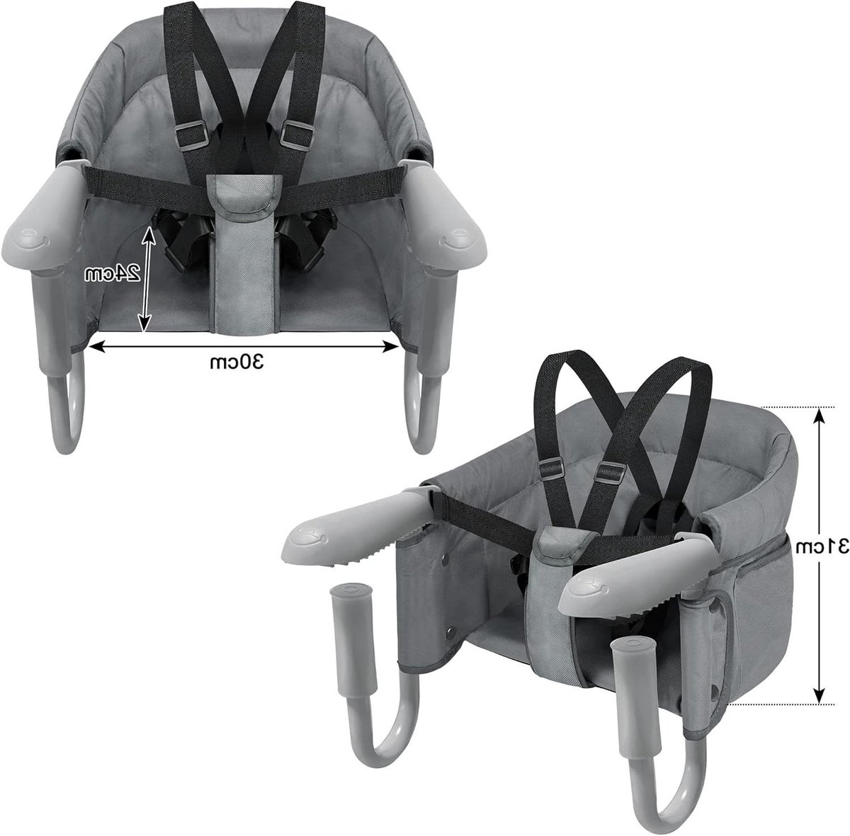 Tafelzitje Baby - Kinderstoel Zitting - Veilig Eten - Opvouwbaar Ontwerp - 2-8 cm Tafel - Grijs