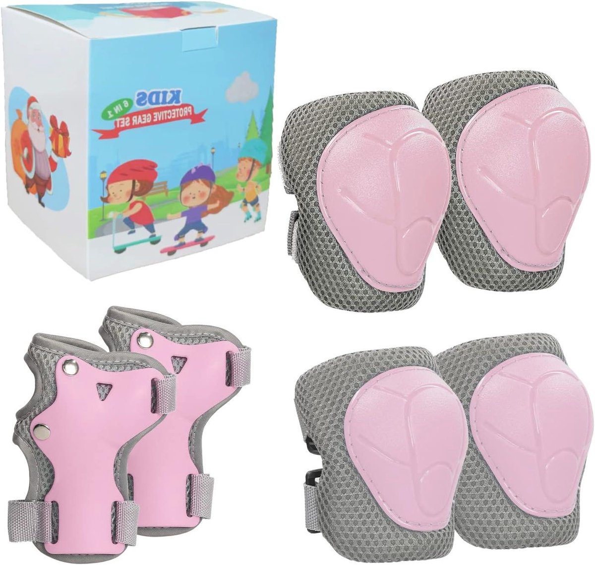 Kinder Beschermingsset - Kniebeschermers Set - Buitensporten - Verstelbare Banden - Leeftijd 2-8 Jaar - Roze
