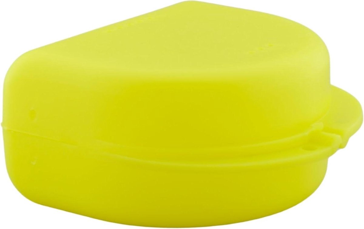 Opbergdoos Beugel - KFO-doos Prothesehouder - Hygiënisch Opbergen - Met Luchtgaten - 410 cm Hoog - Geel