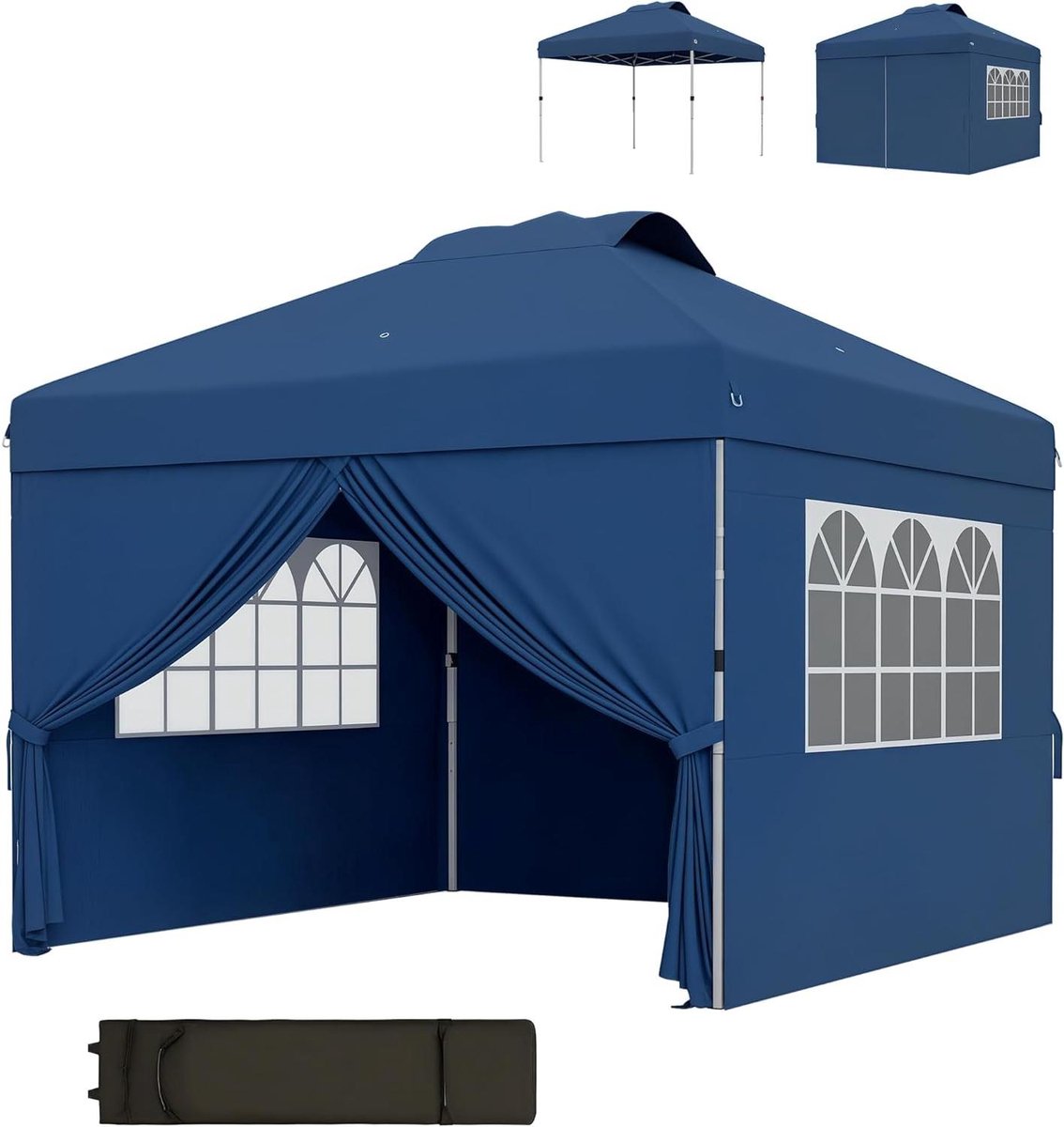 Opvouwbaar Paviljoen - Partytent Tuin - Feest Buiten - Inclusief Zijwanden - 3 x 3 Meter - Donkerblauw