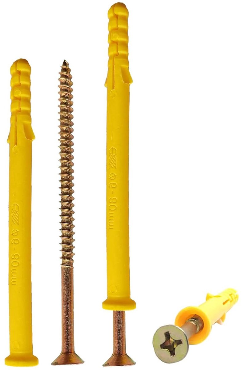 Pluggenset met Schroeven - Wandpluggen Universeel - Betrouwbare Bevestiging - Compleet Assortiment - 62 Stuks - Transparant