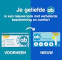 Vergelijking van ob verpakkingen: 'Voorheen' Ultiem Comfort met Silk Touch, 'Nieuw' ProComfort met 4-in-1 bescherming.