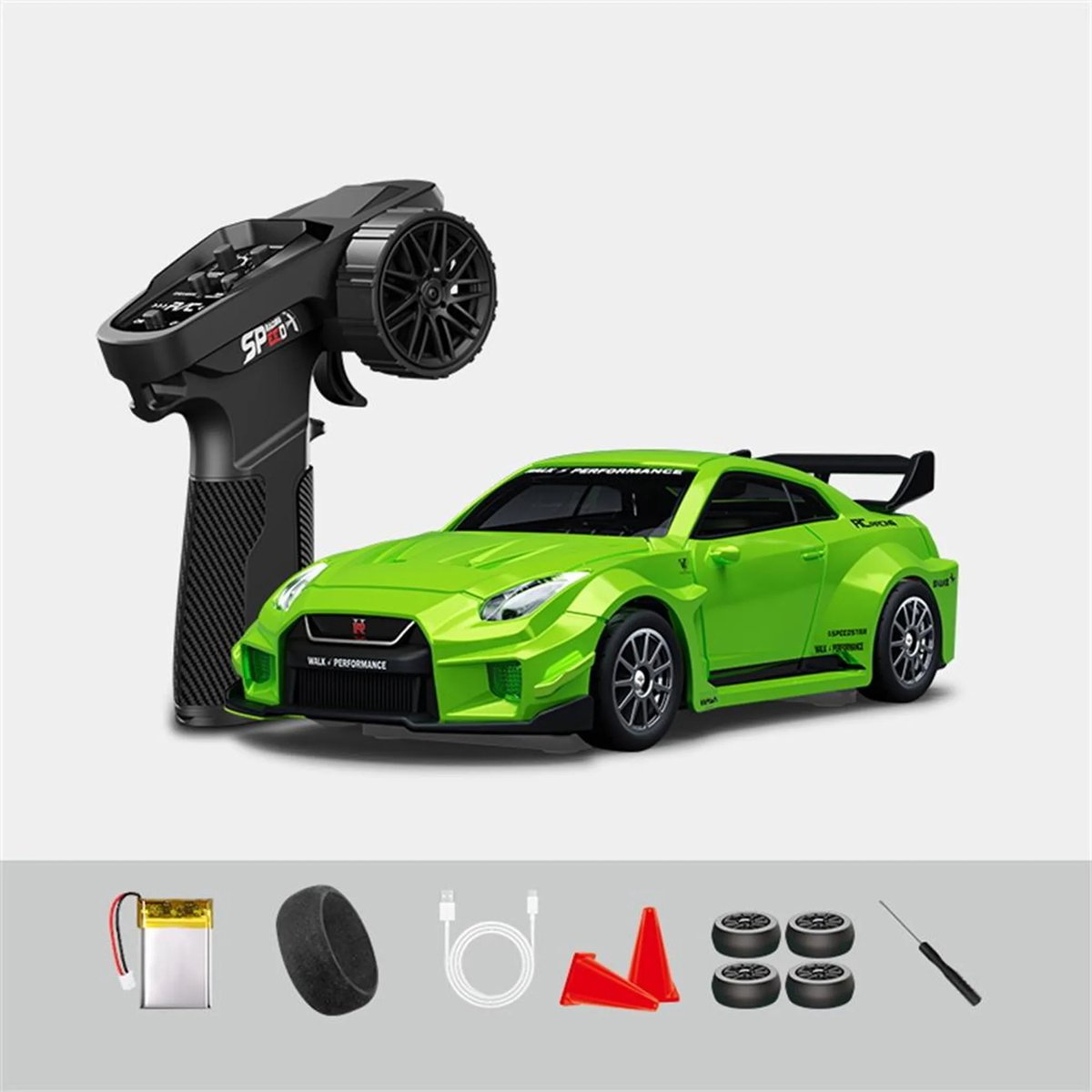 Hstar D43-02 RC Drift Auto 1:43 4WD met Gyroscoop – Mini RC Auto RTR met Proportionele Besturing, LED Verlichting, 2.4GHz Afstandsbediening, Indoor Drift Wagen