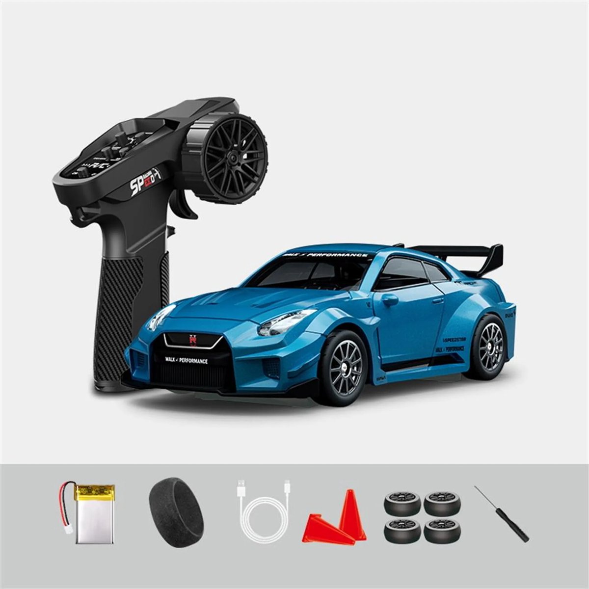Hstar D43-02 RC Drift Auto 1:43 4WD met Gyroscoop – Mini RC Auto RTR met Proportionele Besturing, LED Verlichting, 2.4GHz Afstandsbediening, Indoor Drift Wagen